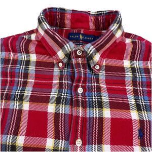 Polo Ralph Lauren Flannel Shirt Mens Large Plaid Classic Fit Indigo RL Untucked